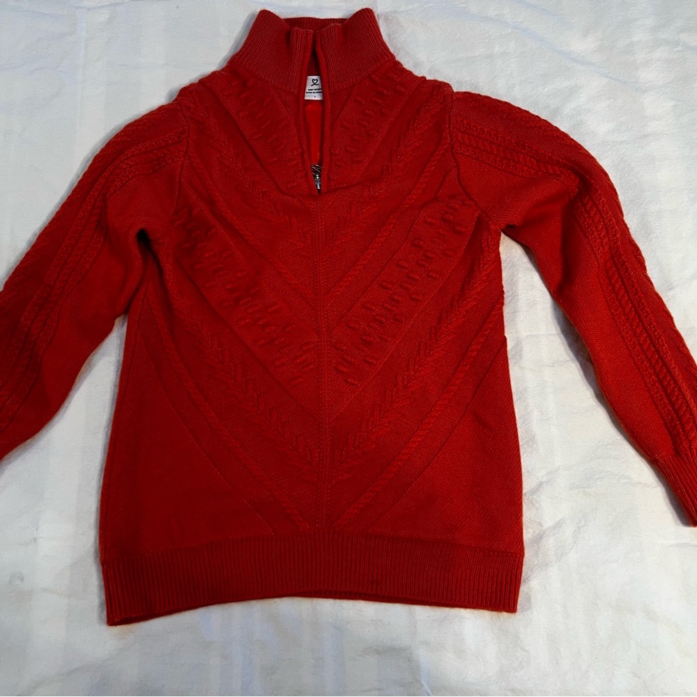 Daily Sports Born in Sweden SKI snow Golf pullover orange sweater sz L